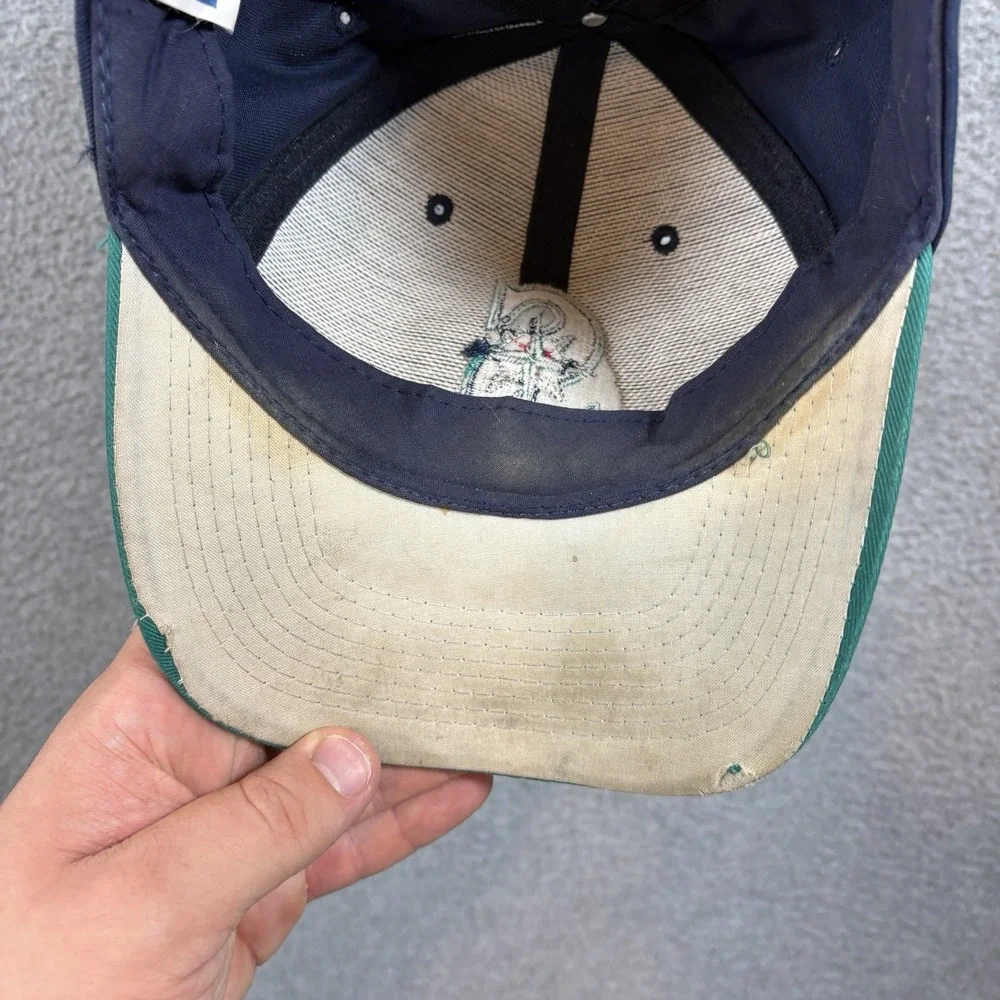 Vintage 90s Seattle Mariners Logo 7 Snapback Hat MLB Baseball Cap Two Tone Green